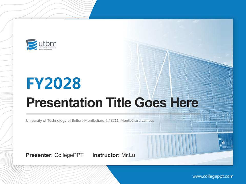 University of Technology of Belfort-Montbéliard – Montbéliard campus Academic Presentation/Research Findings Report PPT Template4:3 ratio PPT effect preview image5