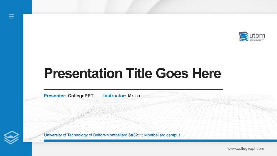 University of Technology of Belfort-Montbéliard – Montbéliard campus Thesis Proposal/Graduation Defense PPT Template16:9 ratio PPT effect preview image