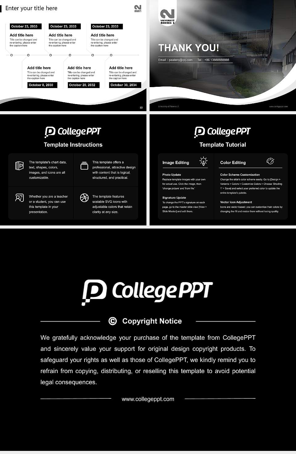 University of Rennes 2 Lecture Sharing and Networking Event PPT Template4:3 ratio PPT effect preview image4
