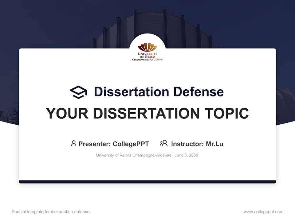 University of Reims Champagne-Ardenne Graduation Thesis Defense PPT Template4:3 ratio PPT effect preview image7