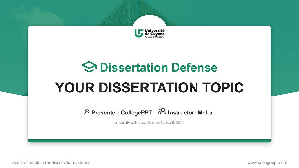 University of French Guiana Graduation Thesis Defense PPT Template16:9 ratio PPT effect preview image