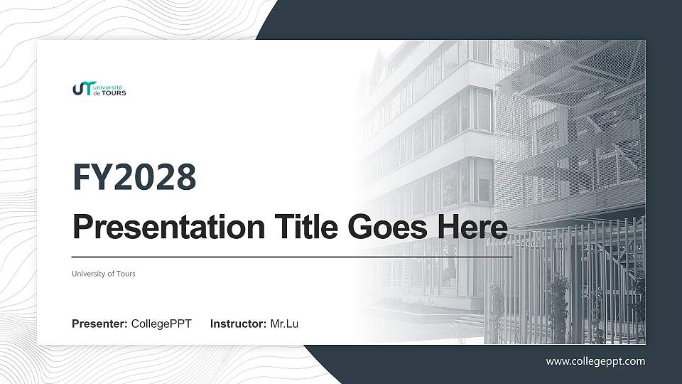 University of Tours Academic Presentation/Research Findings Report PPT Template16:9 ratio PPT effect preview image