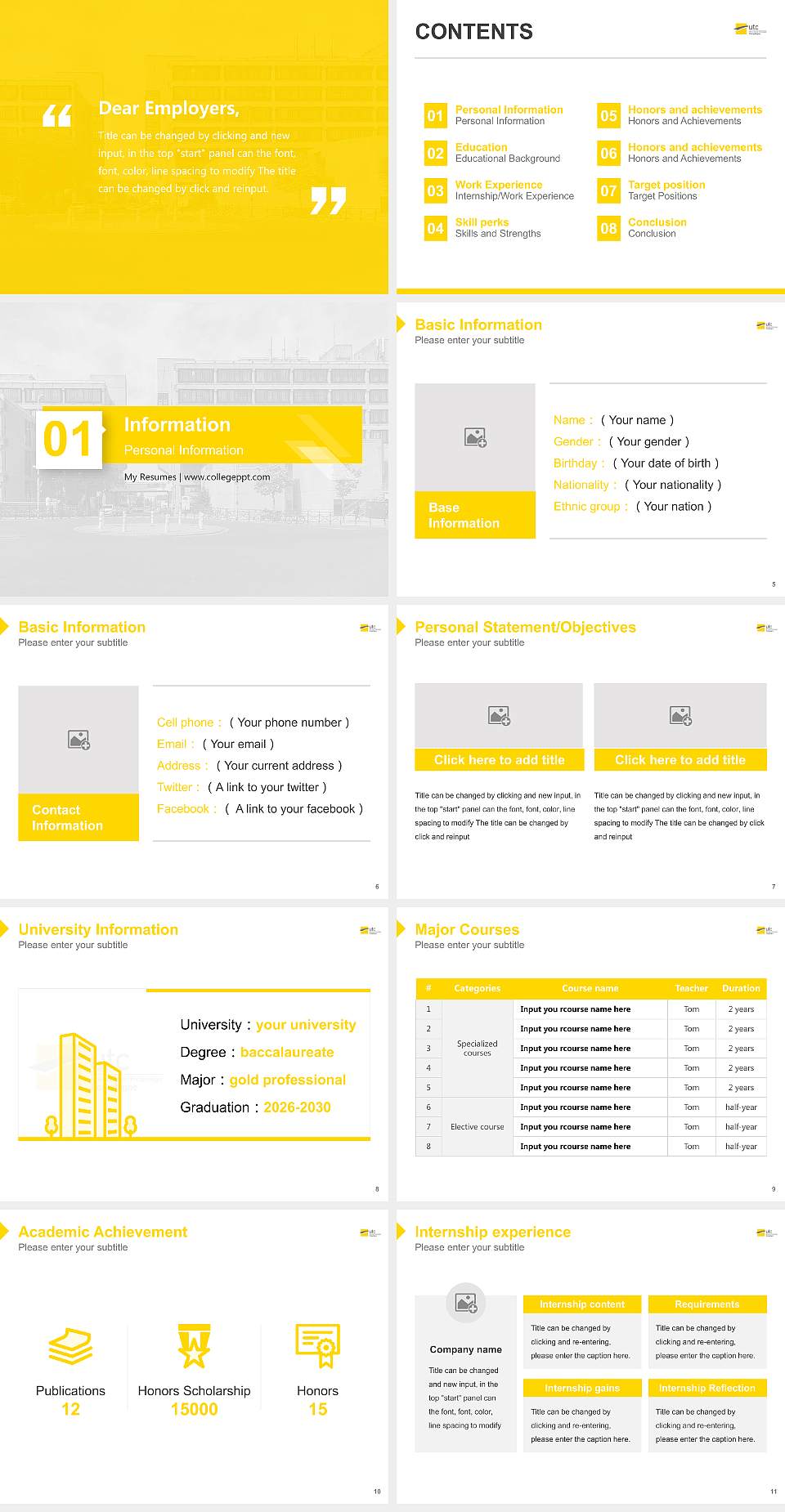 University of Technology of Compiègne Resume PPT Template4:3 ratio PPT effect preview image2