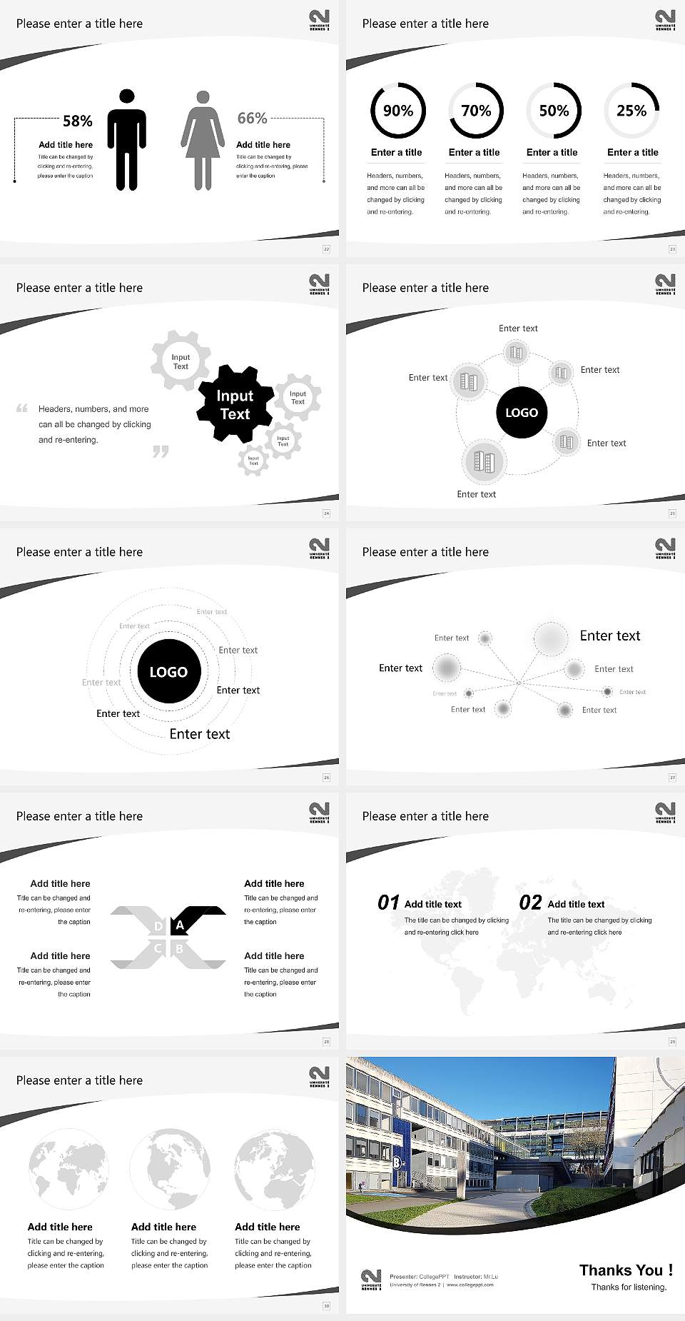 University of Rennes 2 Course/Courseware Creation PPT Template4:3 ratio PPT effect preview image4