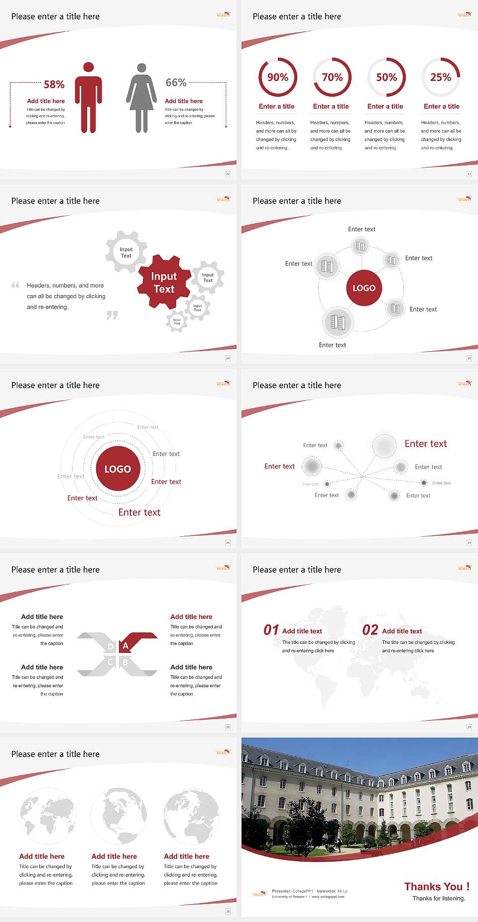 University of Rennes 1 Course/Courseware Creation PPT Template4:3 ratio PPT effect preview image4
