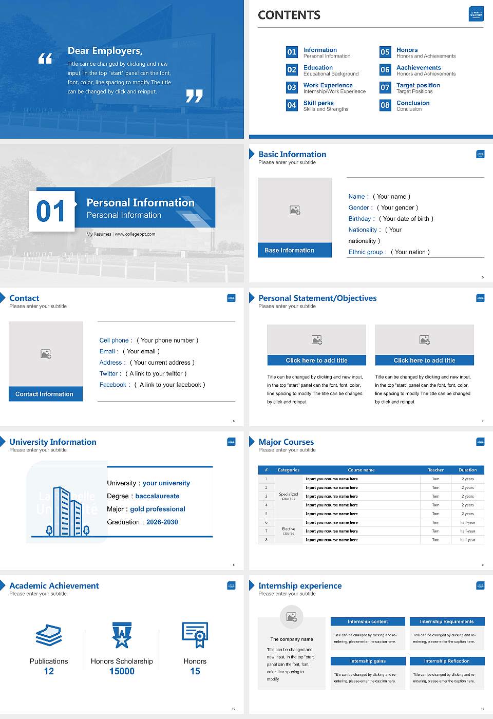 University of La Rochelle Resume PPT Template16:9 ratio PPT effect preview image2