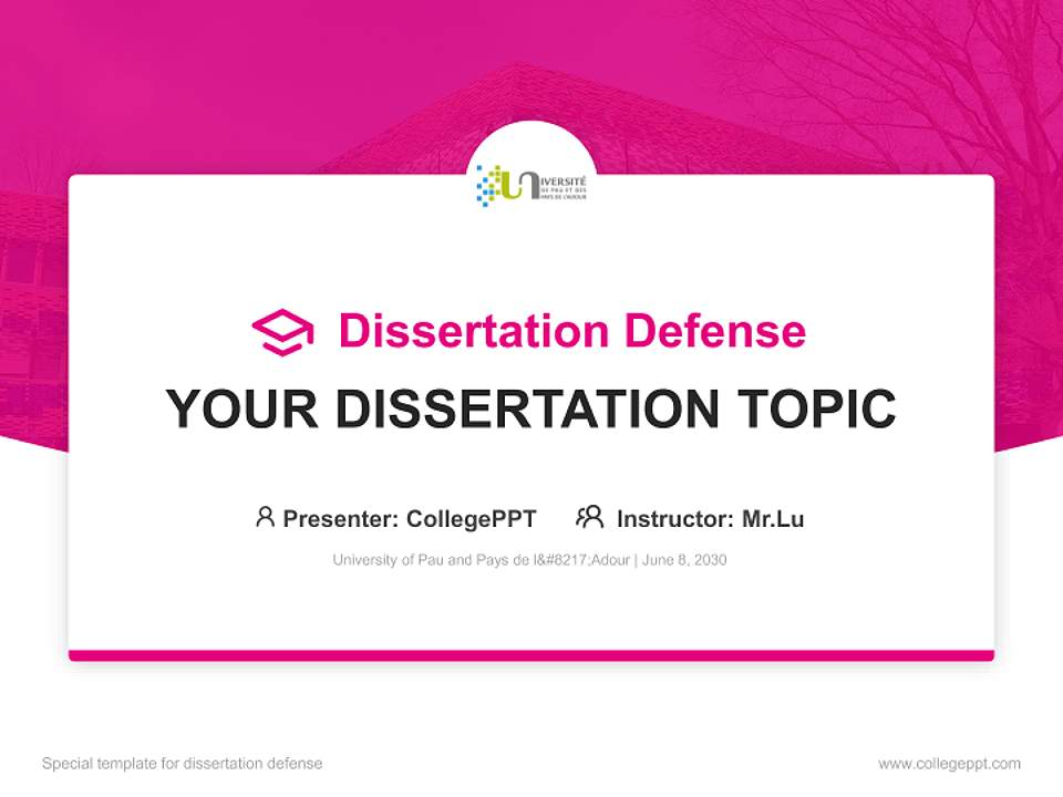 University of Pau and Pays de l’Adour Graduation Thesis Defense PPT Template4:3 ratio PPT effect preview image7