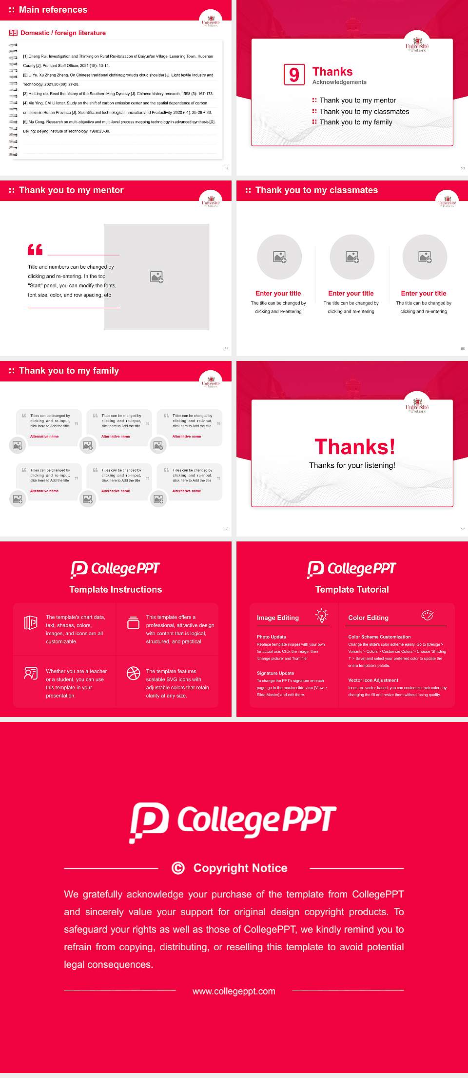 University of Poitiers Graduation Thesis Defense PPT Template4:3 ratio PPT effect preview image7