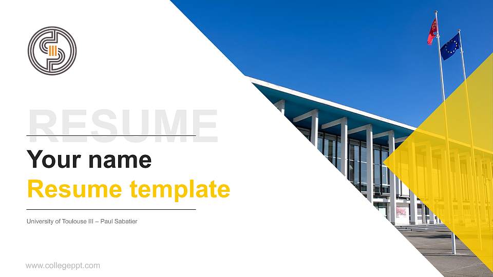 University of Toulouse III – Paul Sabatier Resume PPT Template16:9 ratio PPT effect preview image