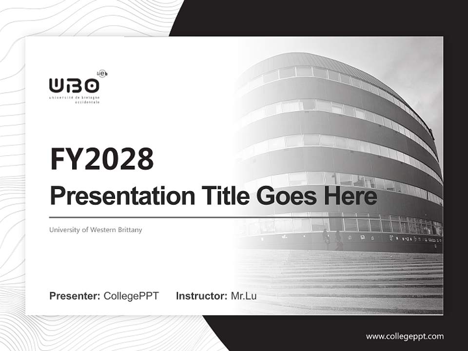 University of Western Brittany Academic Presentation/Research Findings Report PPT Template4:3 ratio PPT effect preview image5