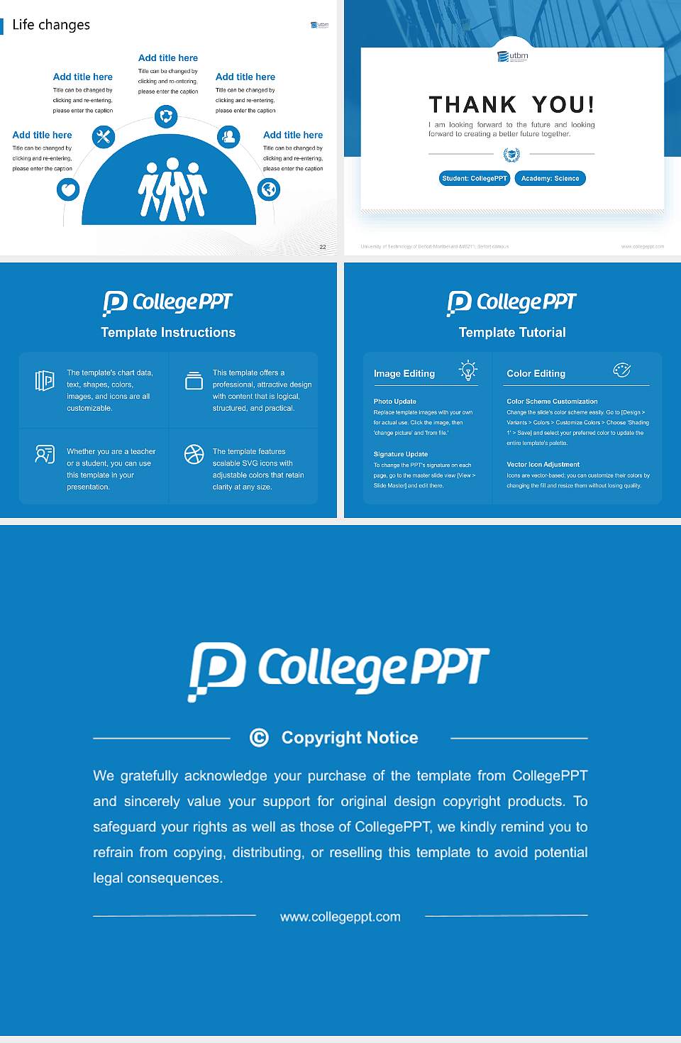 University of Technology of Belfort-Montbéliard – Belfort campus National Scholarship Defense PPT Template4:3 ratio PPT effect preview image4