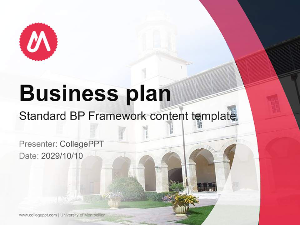 University of Montpellier Competition/Entrepreneurship Contest PPT Template4:3 ratio PPT effect preview image9