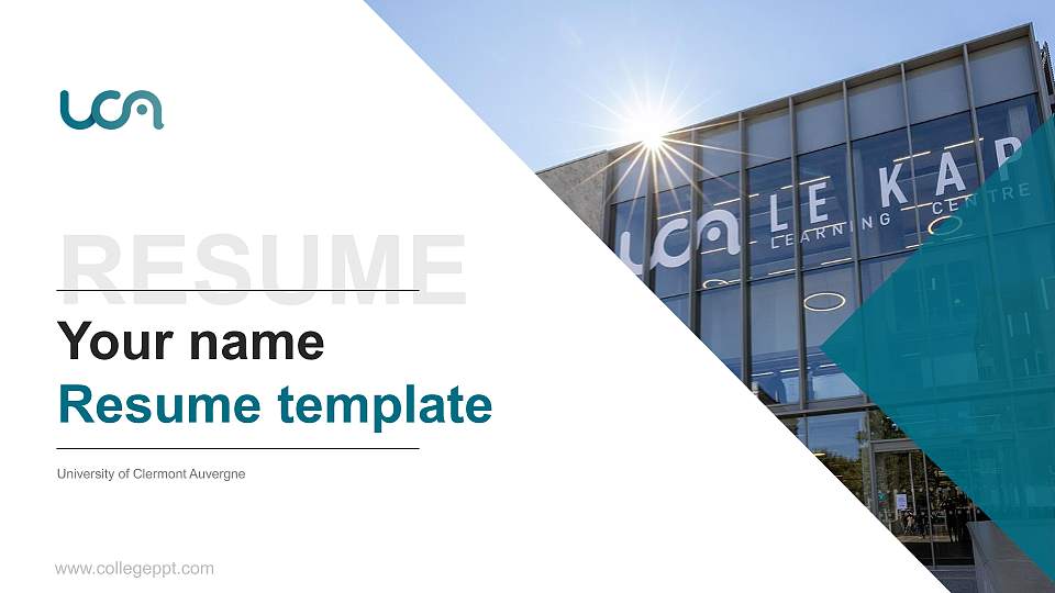 University of Clermont Auvergne Resume PPT Template16:9 ratio PPT effect preview image