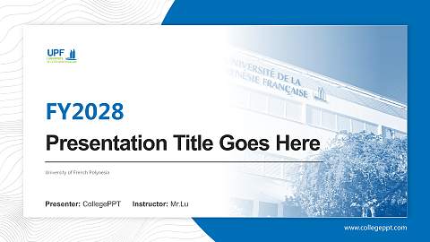 University of French Polynesia Academic Presentation/Research Findings Report PPT Template