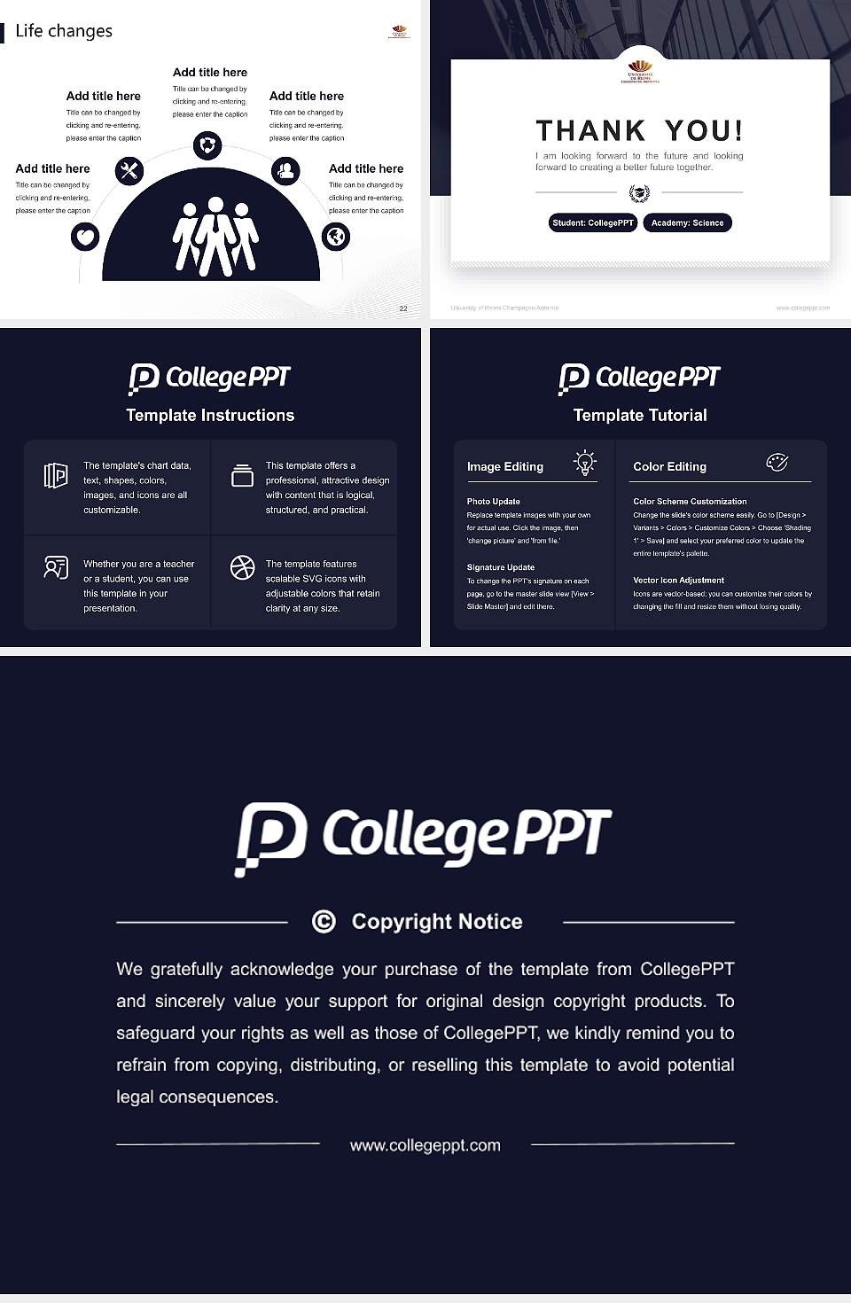 University of Reims Champagne-Ardenne National Scholarship Defense PPT Template4:3 ratio PPT effect preview image4