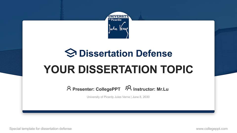 University of Picardy Jules Verne Graduation Thesis Defense PPT Template16:9 ratio PPT effect preview image