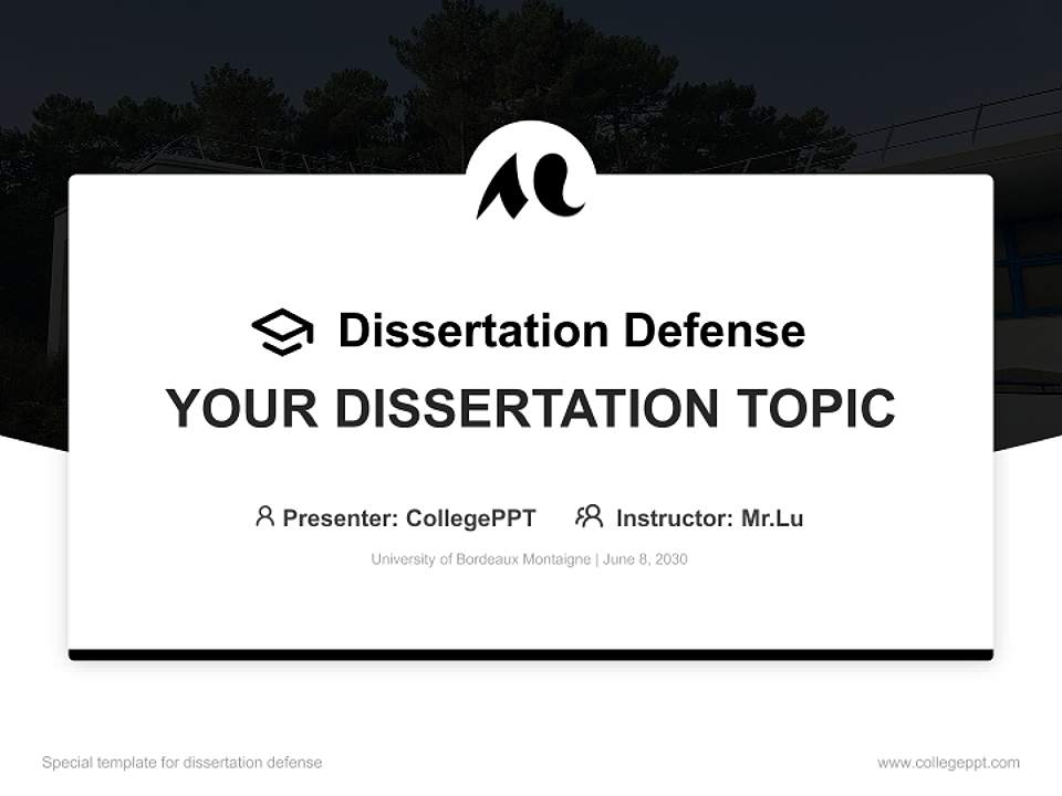 University of Bordeaux Montaigne Graduation Thesis Defense PPT Template4:3 ratio PPT effect preview image7