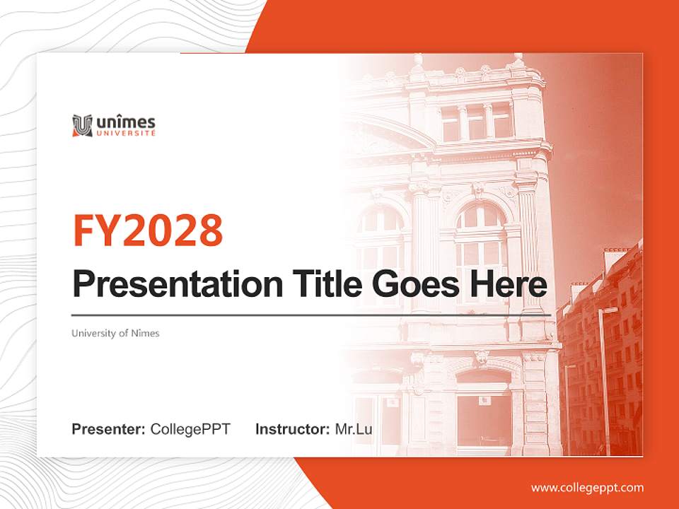 University of Nîmes Academic Presentation/Research Findings Report PPT Template4:3 ratio PPT effect preview image5