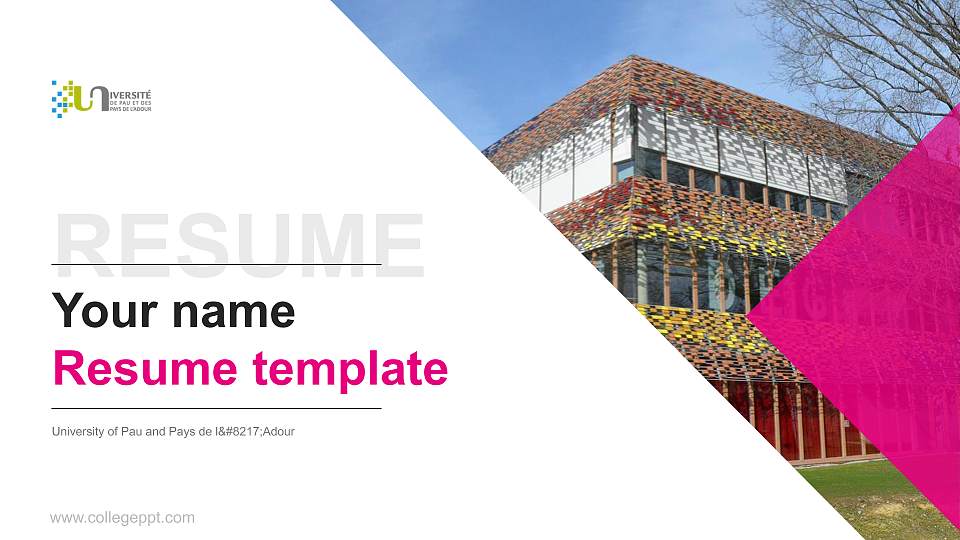 University of Pau and Pays de l’Adour Resume PPT Template16:9 ratio PPT effect preview image