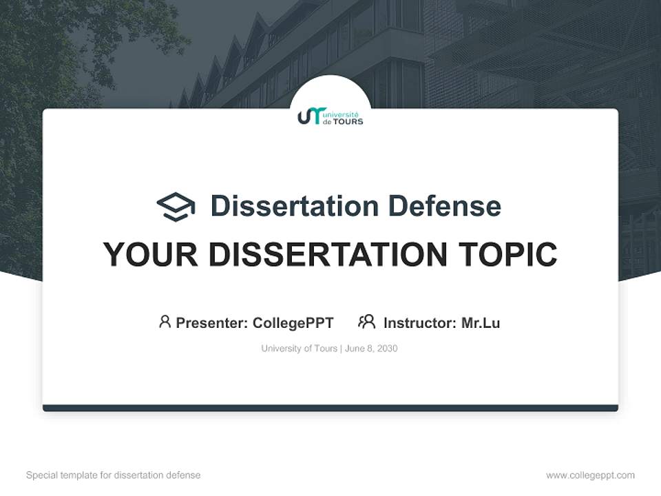 University of Tours Graduation Thesis Defense PPT Template4:3 ratio PPT effect preview image7