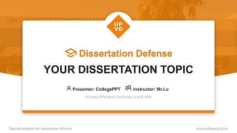 University of Perpignan Via Domitia Graduation Thesis Defense PPT Template