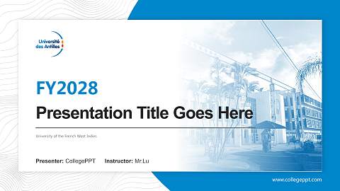 University of the French West Indies Academic Presentation/Research Findings Report PPT Template