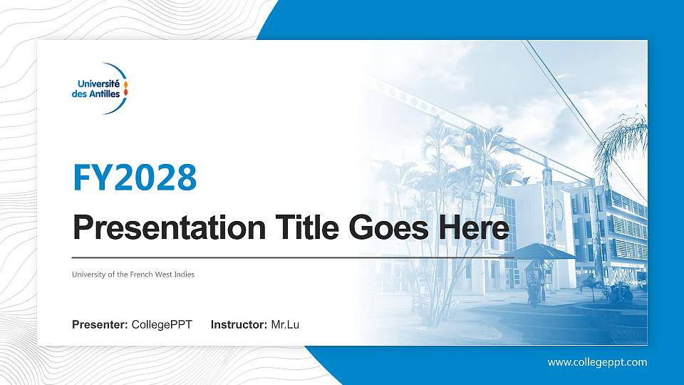 University of the French West Indies Academic Presentation/Research Findings Report PPT Template16:9 ratio PPT effect preview image