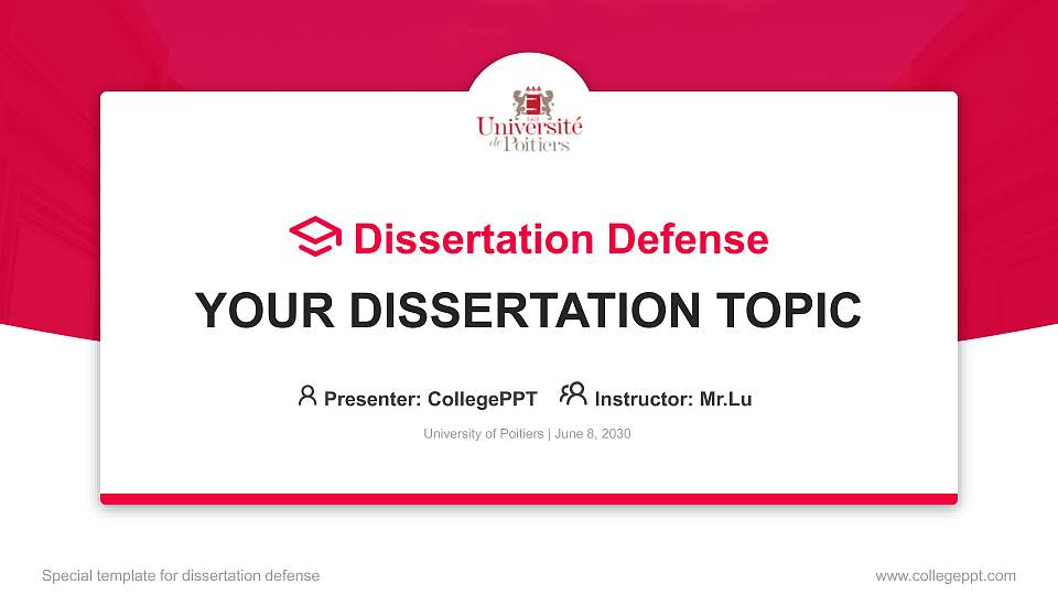 University of Poitiers Graduation Thesis Defense PPT Template16:9 ratio PPT effect preview image