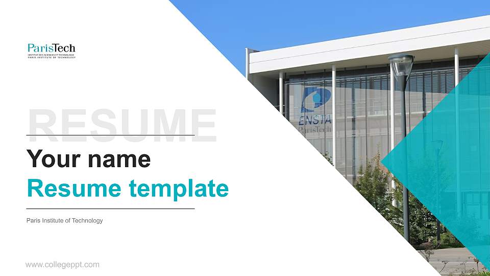 Paris Institute of Technology Resume PPT Template16:9 ratio PPT effect preview image