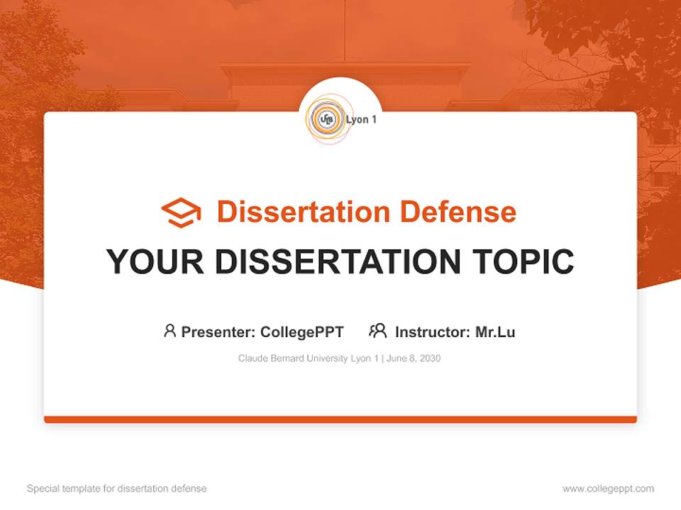 Claude Bernard University Lyon 1 Graduation Thesis Defense PPT Template4:3 ratio PPT effect preview image7