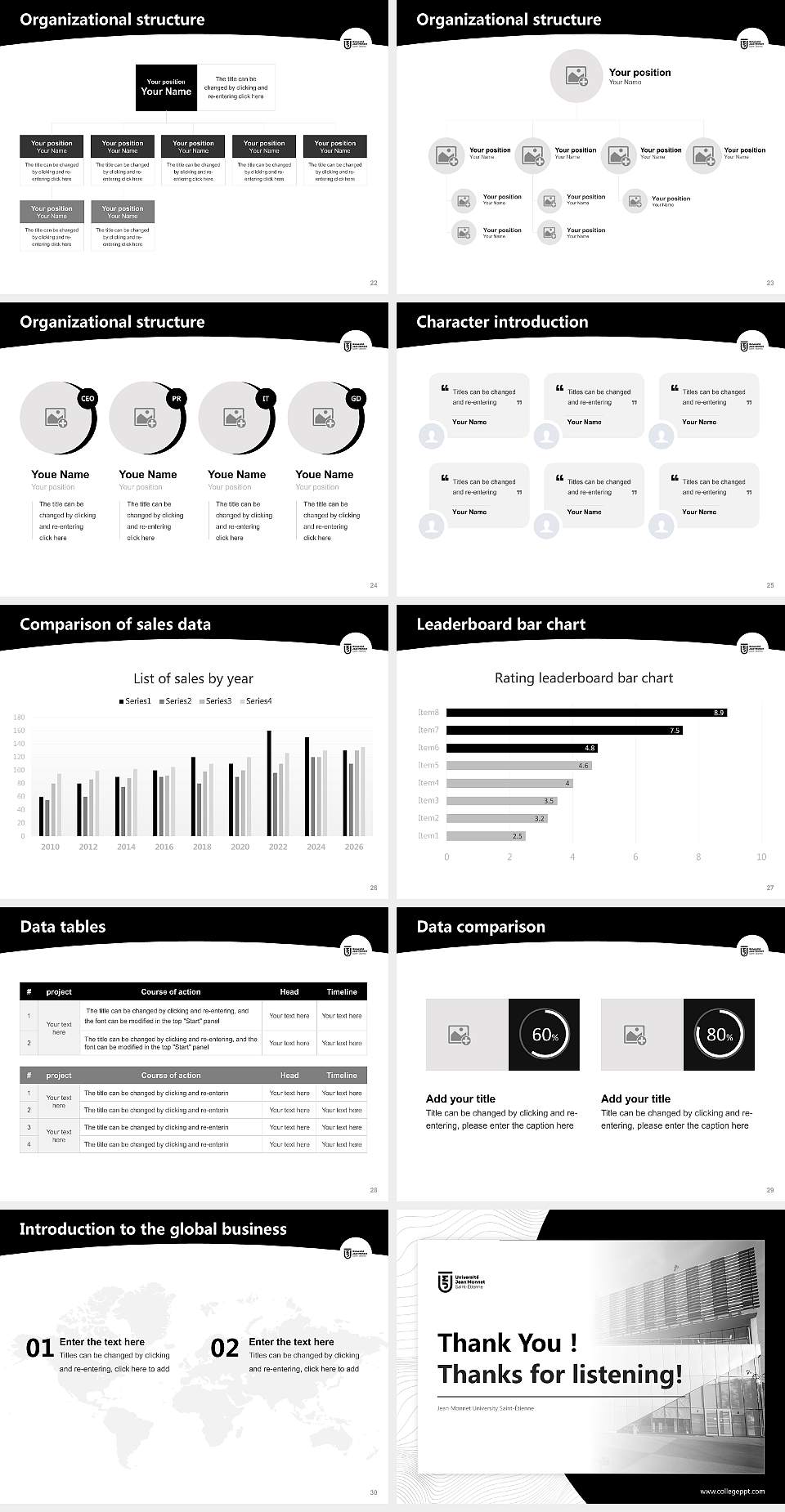 Jean Monnet University Saint-Étienne Academic Presentation/Research Findings Report PPT Template4:3 ratio PPT effect preview image4