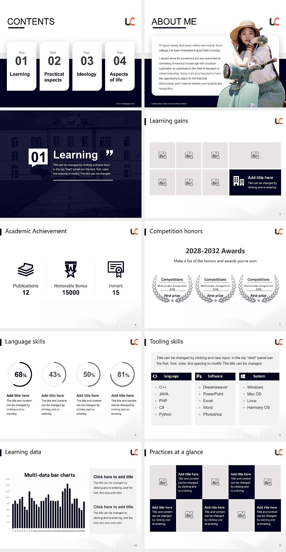 Champollion National University Institute National Scholarship Defense PPT Template4:3 ratio PPT effect preview image2
