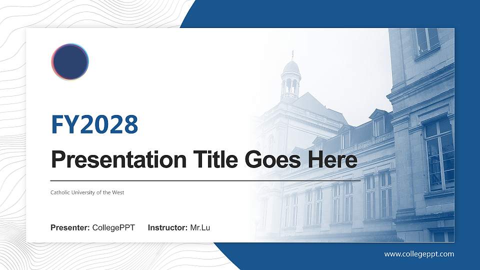Catholic University of the West Academic Presentation/Research Findings Report PPT Template16:9 ratio PPT effect preview image