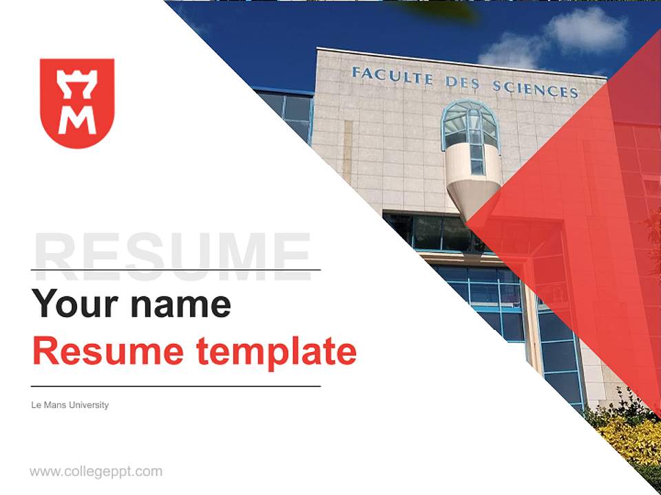 Le Mans University Resume PPT Template4:3 ratio PPT effect preview image5