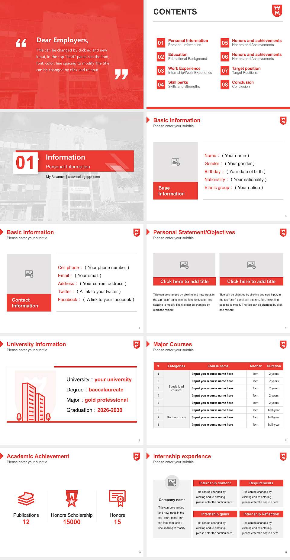 Le Mans University Resume PPT Template4:3 ratio PPT effect preview image2