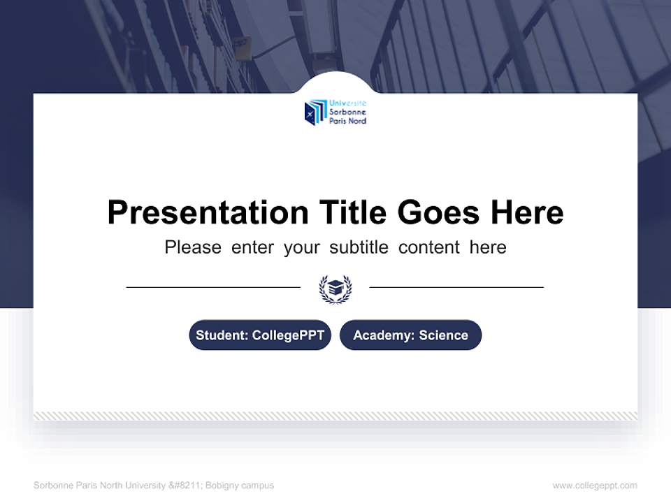 Sorbonne Paris North University – Bobigny campus National Scholarship Defense PPT Template4:3 ratio PPT effect preview image4