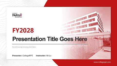 Paris 8 University Vincennes-Saint-Denis Academic Presentation/Research Findings Report PPT Template