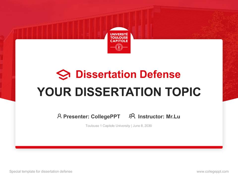 Toulouse 1 Capitole University Graduation Thesis Defense PPT Template4:3 ratio PPT effect preview image7