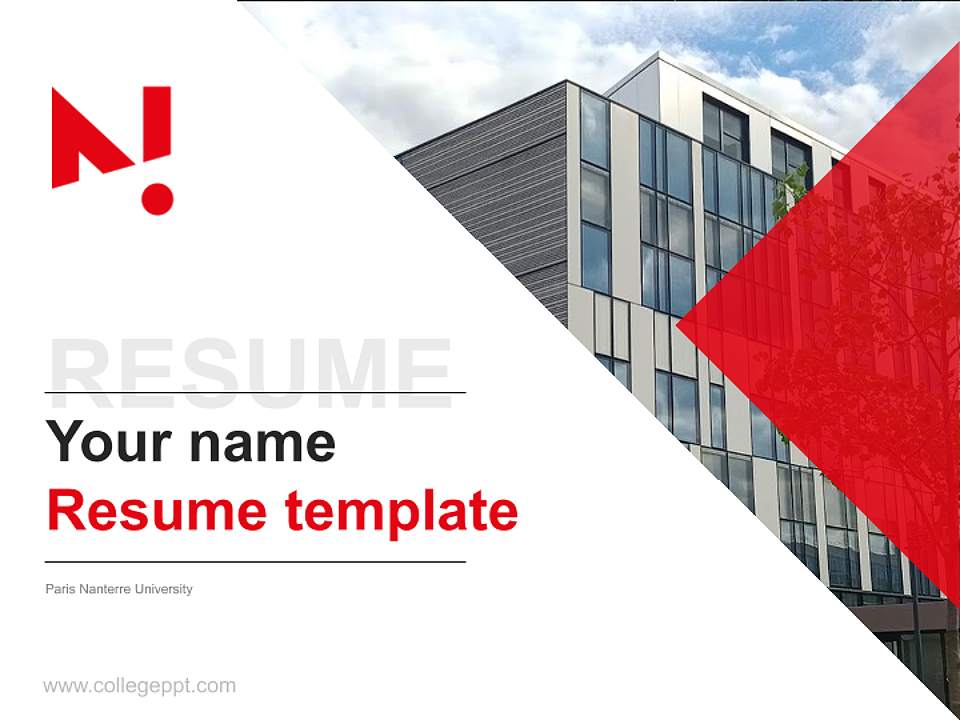Paris Nanterre University Resume PPT Template4:3 ratio PPT effect preview image5