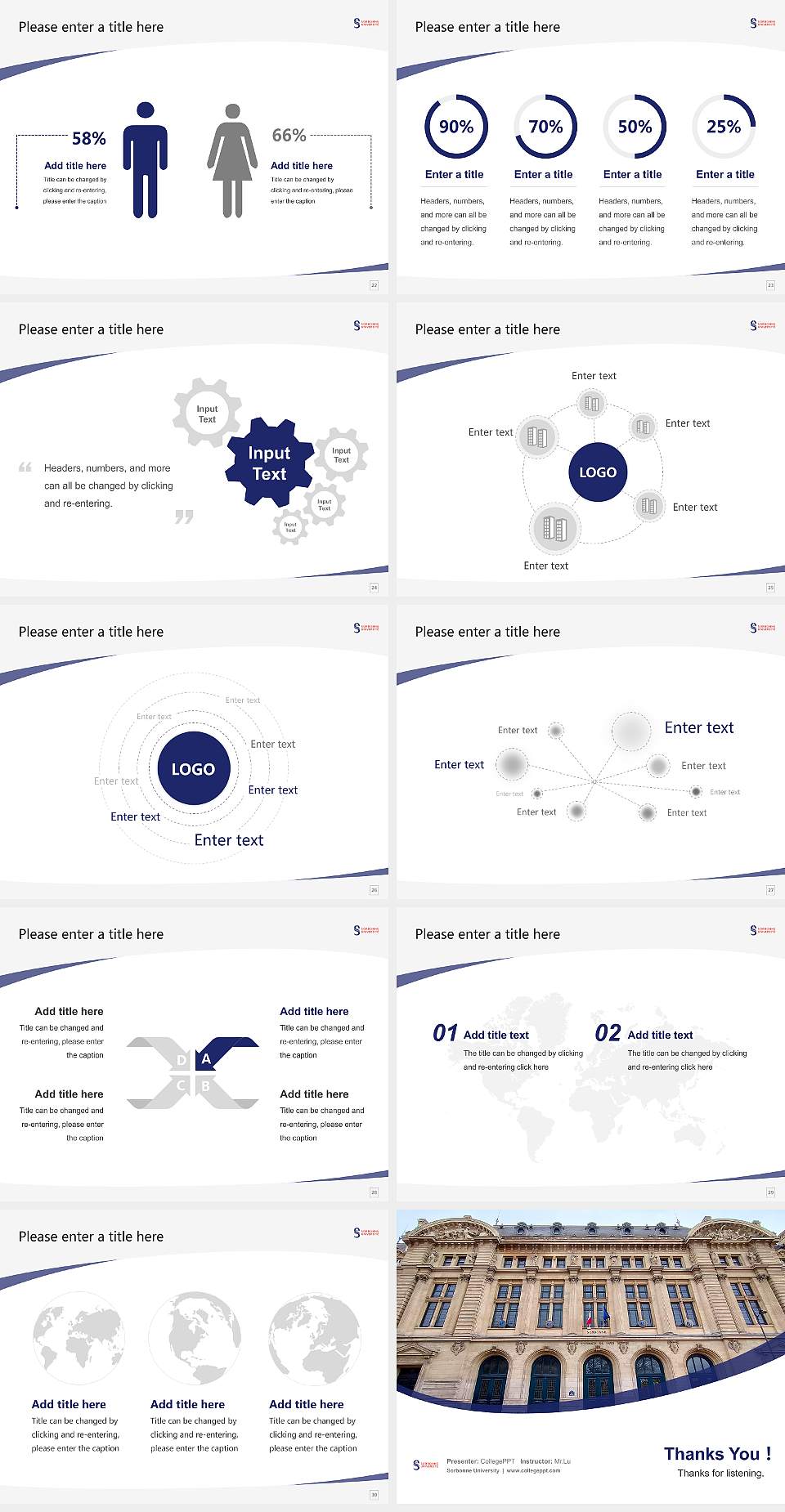 Sorbonne University Course/Courseware Creation PPT Template4:3 ratio PPT effect preview image4