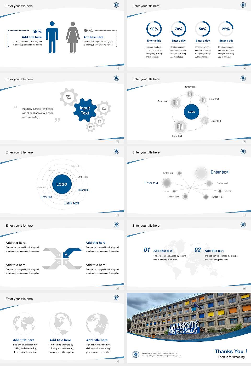 University of Évry Val d’Essonne Course/Courseware Creation PPT Template16:9 ratio PPT effect preview image4