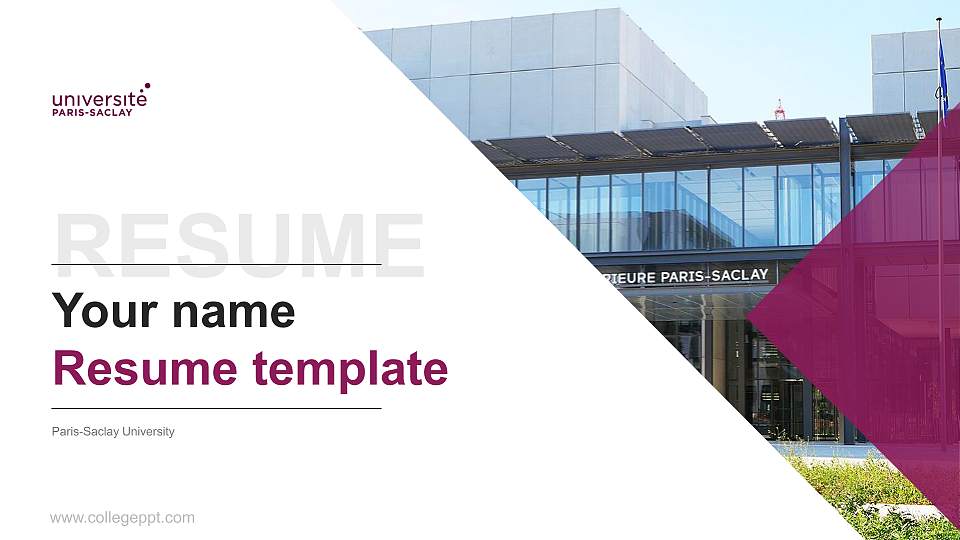 Paris-Saclay University Resume PPT Template16:9 ratio PPT effect preview image