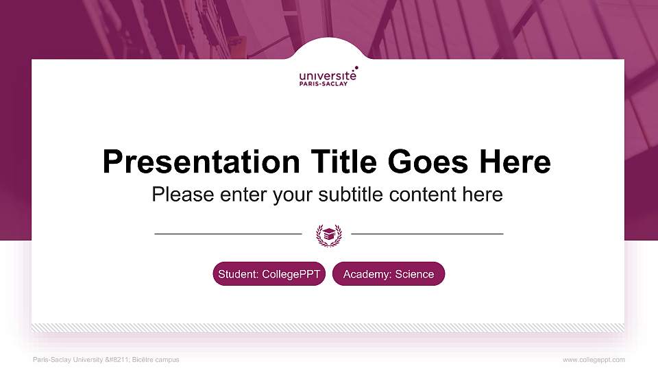 Paris-Saclay University – Bicêtre campus National Scholarship Defense PPT Template16:9 ratio PPT effect preview image
