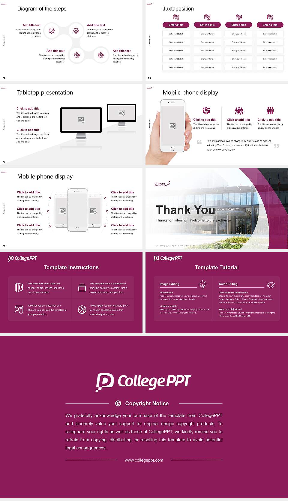 Paris-Saclay University Competition/Entrepreneurship Contest PPT Template16:9 ratio PPT effect preview image9