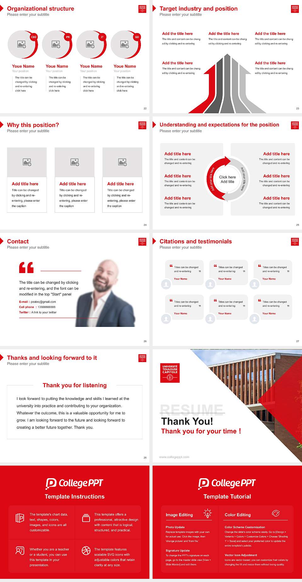 Toulouse 1 Capitole University Resume PPT Template4:3 ratio PPT effect preview image4