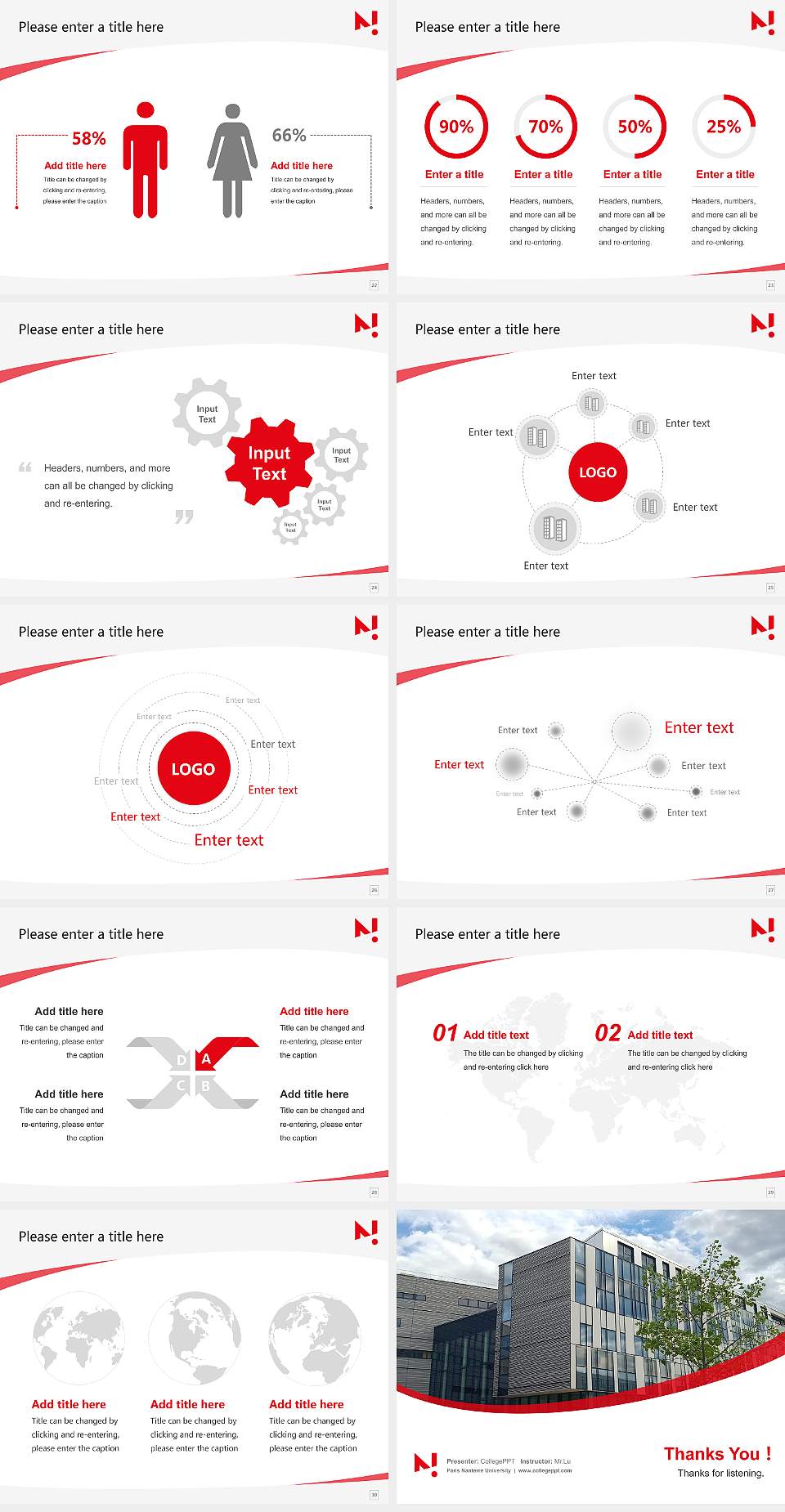 Paris Nanterre University Course/Courseware Creation PPT Template4:3 ratio PPT effect preview image4