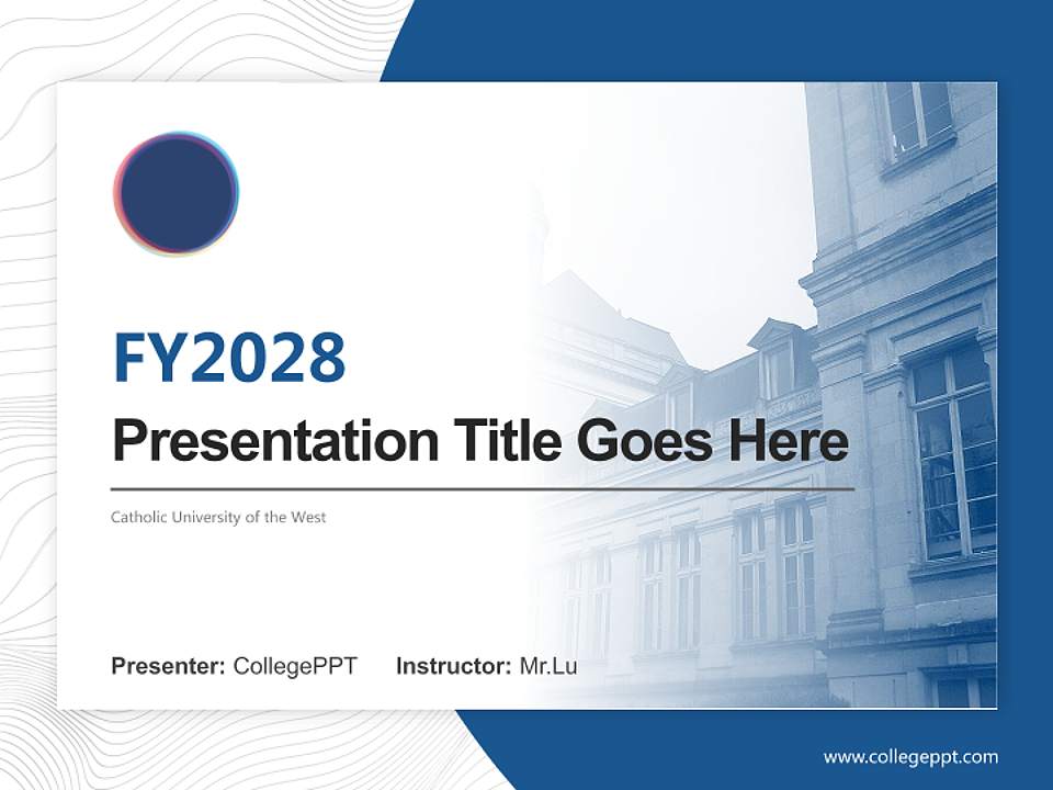 Catholic University of the West Academic Presentation/Research Findings Report PPT Template4:3 ratio PPT effect preview image5