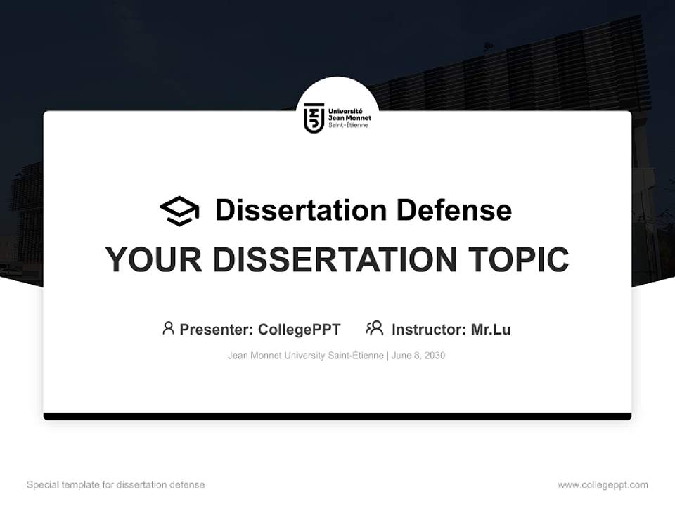 Jean Monnet University Saint-Étienne Graduation Thesis Defense PPT Template4:3 ratio PPT effect preview image7
