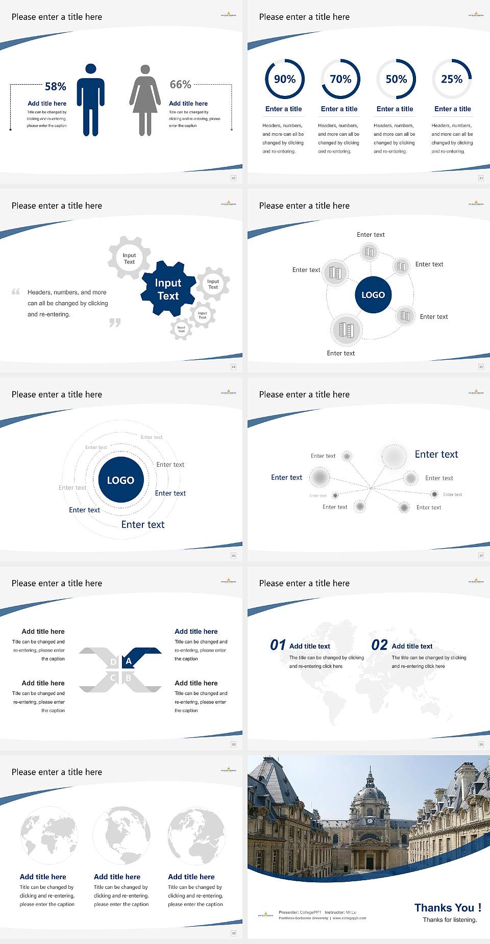 Panthéon-Sorbonne University Course/Courseware Creation PPT Template4:3 ratio PPT effect preview image4