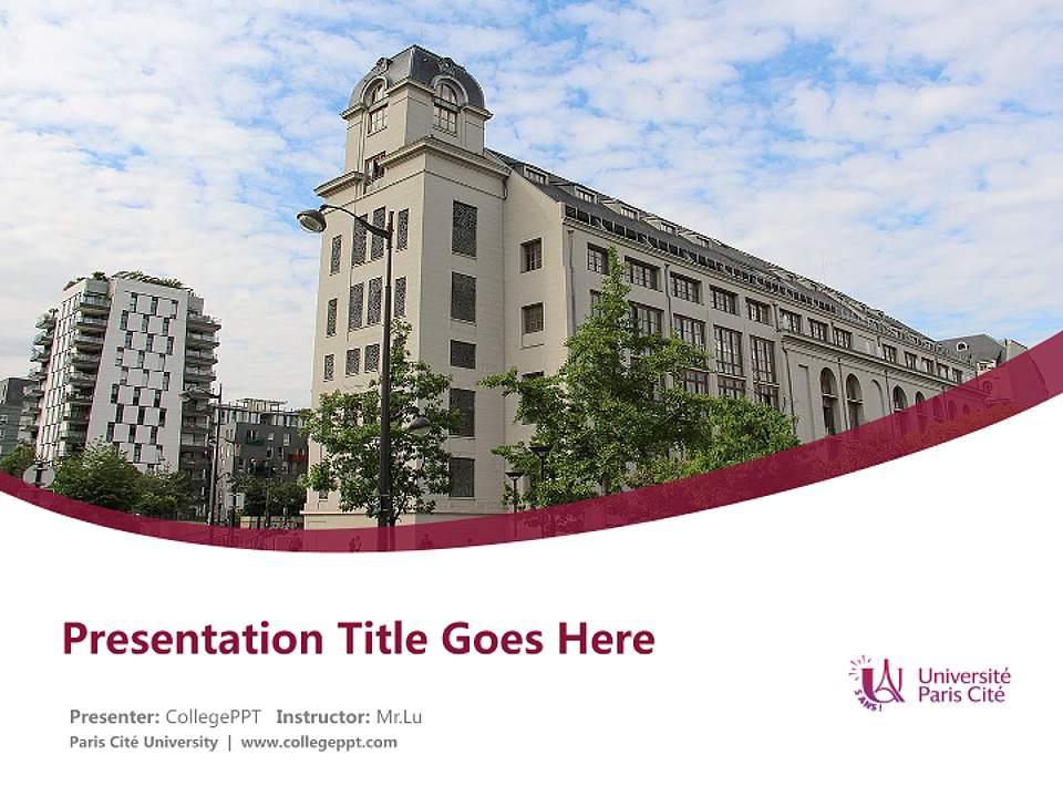 Paris Cité University Course/Courseware Creation PPT Template4:3 ratio PPT effect preview image5